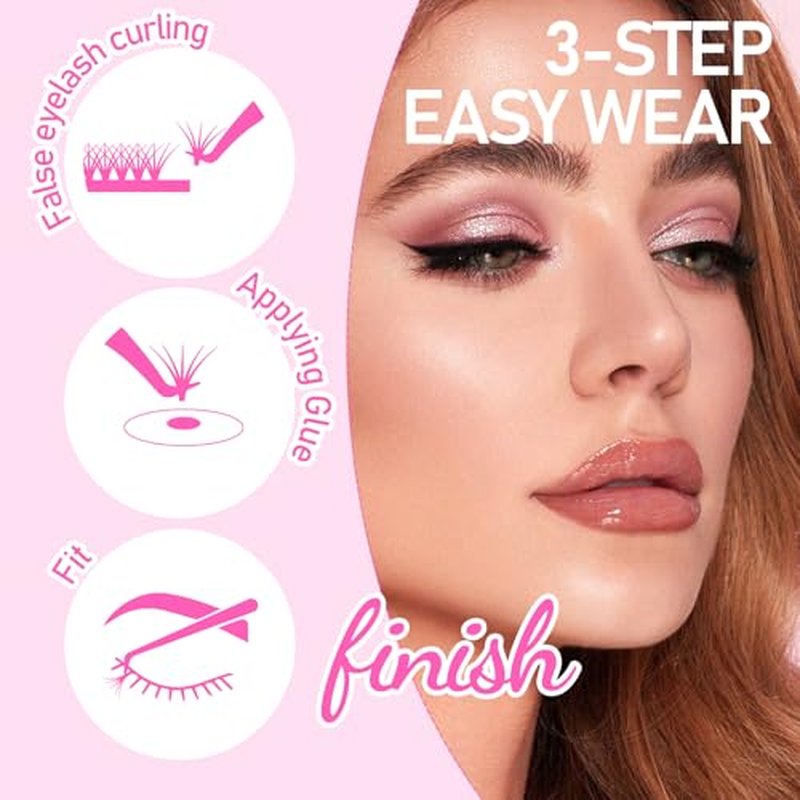 Arison Lashes 5D W Shape Eyelash Extension Natural Soft Volume Premade Fans Faux Mink Matte Black Cluster 12 rows(5DW-0.07-D-8-15mix)