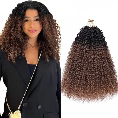 Beverlee 12-Inch Micro Twist Crochet Hair 8 Packs, 1B/30 # Pre Looped Kinky Curly Synthetic