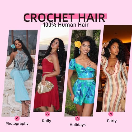 ScalaHair Burmese Curly Crochet Human Hair 14 Inch Natural Black 60g