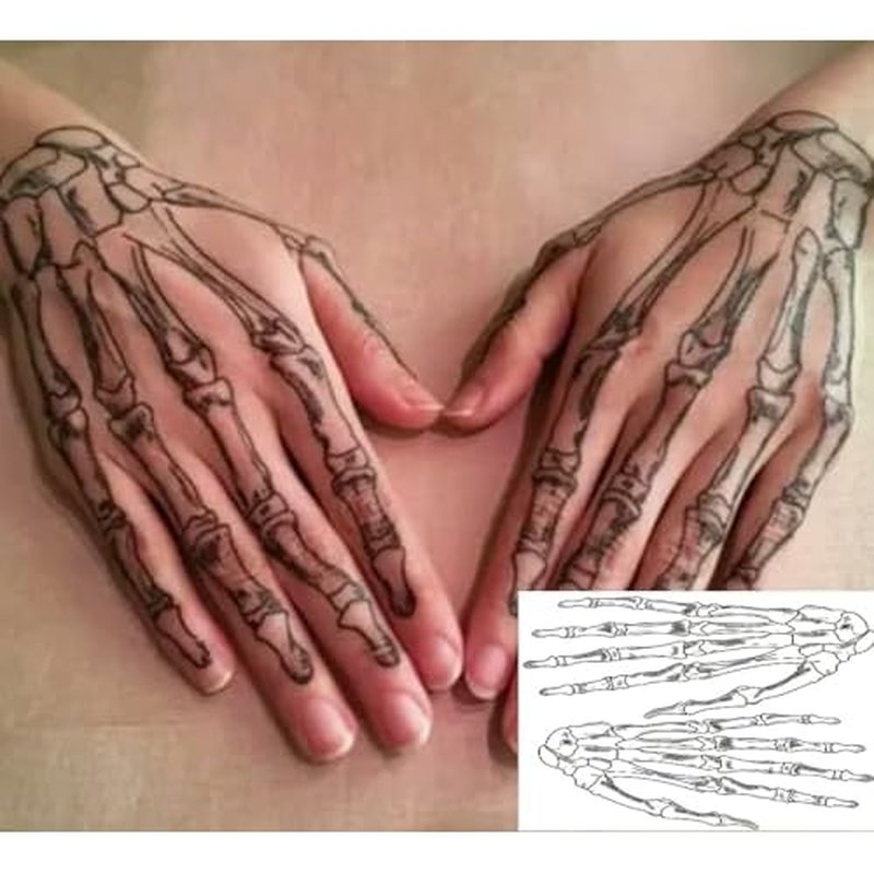 8 Sheets Halloween Temporary Face Tattoos Stickers,Mouth Scar Skeleton Hand Temporary Tattoos Adult, Body Makeup Cosplay Festival Rave Face Stickers Halloween Decorations