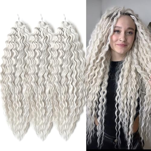 Ocean Wave Crochet Hair Extensions - Loose Wavy Braiding Hair 22 Inch 56C - 3 Pack