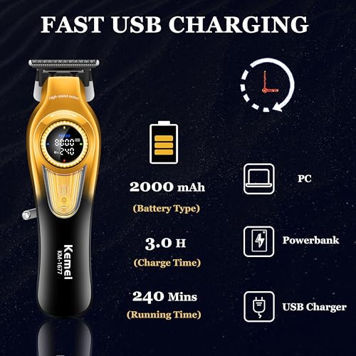 Cordless Hair Trimmer with T-Blade for Men - Professional Grooming Clipper