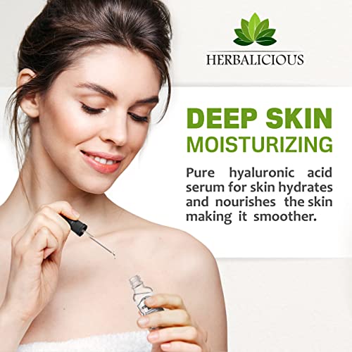 Herbalicious Hyaluronic Acid Serum for Face - Hydrating Anti-Aging Moisturizer, 2oz