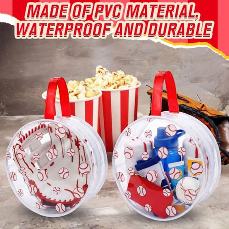 24 Pcs Baseball Clear Makeup Bag with Zipper Bulk Sport Goodie Clear PVC Pouch Organizer Waterproof Travel Case for Woman Team Gifts Birthday Decorations Supplies