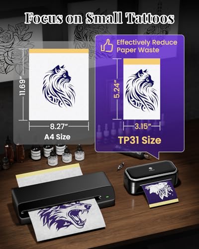 Mini Tattoo Stencil Printer Black - Portable Bluetooth Tattoo Maker TP31