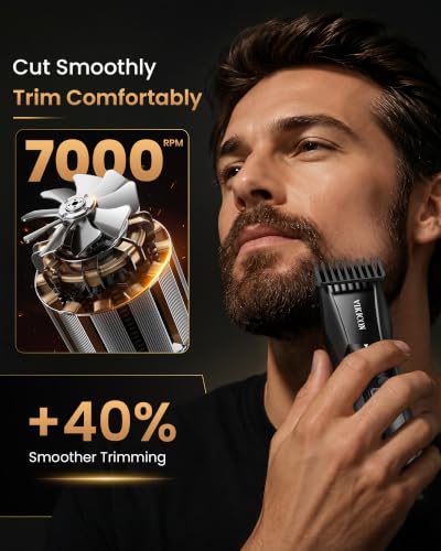 VIKICON Adjustable Beard Trimmer with 20 Length Settings, Cordless Waterproof Men’s Grooming Tool