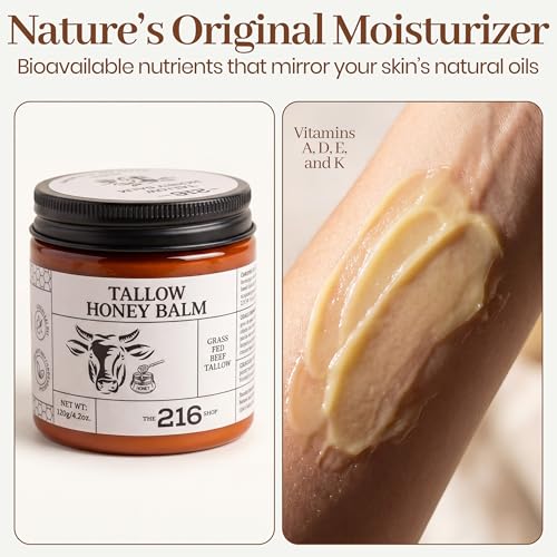 Natural Face Moisturizer with Beef Tallow & Honey - 4.2 oz Hydrating Balm