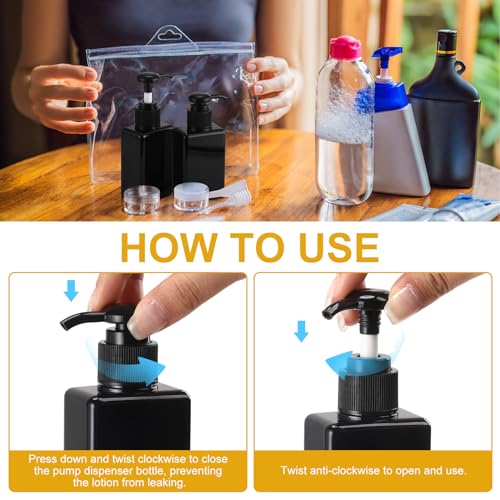 Domensi 50 Pack Travel Pump Bottles 3.4 oz - Black, Refillable, Leakproof