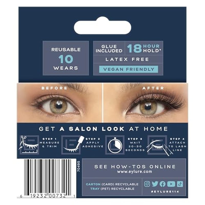 Eylure Salon Extension Look False Eyelashes, Volume No. 114, 1 Pair (Pack of 2)