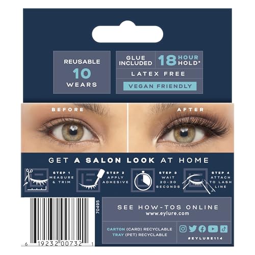 Eylure Salon Extension Look False Eyelashes, Volume No. 114, 1 Pair