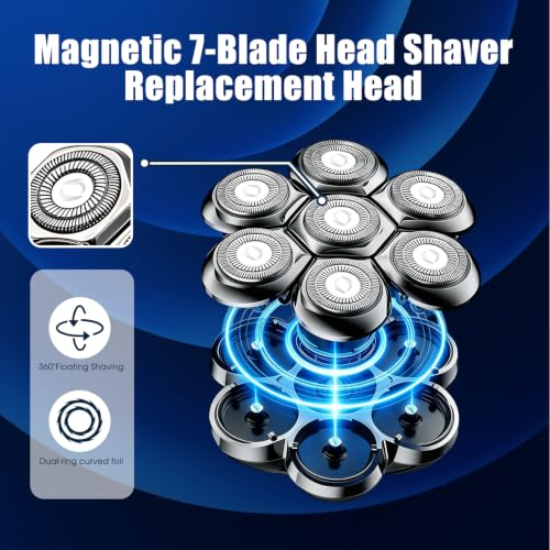 Black 2-Pack Magnetic 7-Head Replacement Razor Blades Compatible with Electric Shavers