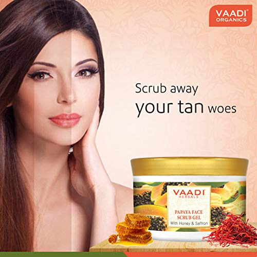 Vaadi Herbals Papaya Face Scrub Gel with Honey & Saffron, 17.65 Ounce Each (Pack of 2)