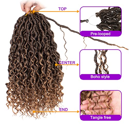 8 Pack Ombre Boho Faux Locs Crochet Hair 14 Inch Goddess Locs T27# Variations