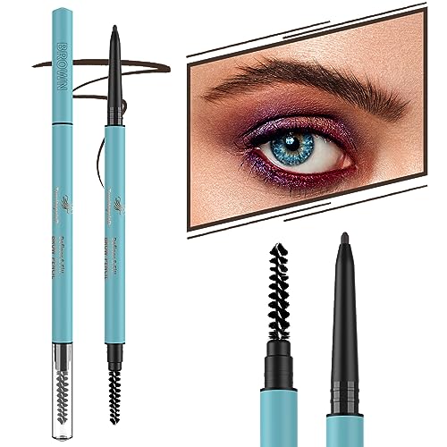 TurritopsisD Eyebrow Pencil Liner ¡¼2-Pack Dark Brown¡½ Waterproof Long-Lasting Retractable Extra-thin Pen Built-in Brush Create Eye Brow Natural Makeup