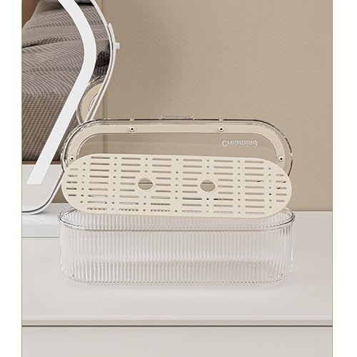Makeup Brush Holder Organizer, Clear Acrylic Makeup Sponges Organizer, Cosmetic Storage Case with Lid, Display Case for Vanity