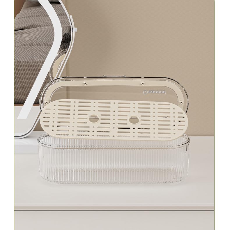 Makeup Brush Holder Organizer Set - Clear Acrylic Cosmetic Storage Case with Lid