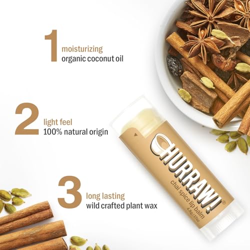 Hurraw! Chai Spice Lip Balm, 3 Pack: Organic, Certified Vegan, Cruelty and Gluten Free. Non-GMO, 100% Natural Ingredients. Bee, Shea, Soy and Palm Free. Made in USA