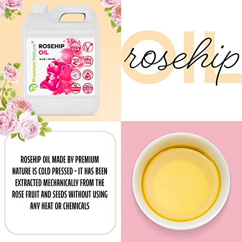 16 oz Premium Nature Rosehip Oil for Face, Hair & Skin Moisturizer - Cold Pressed, Unrefined, Versatile Skin Care Oil
