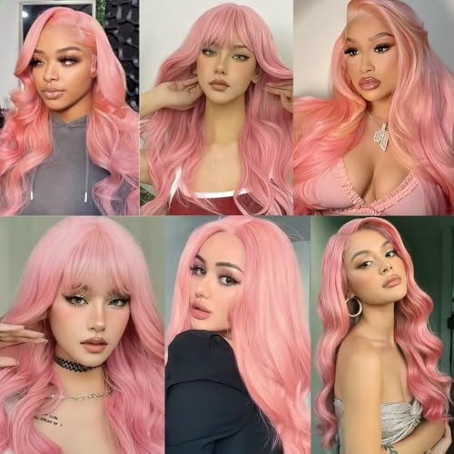 Pink Human Hair Bundles 3 Pcs 8-30 Inch Body Wave Straight Brazilian Weft