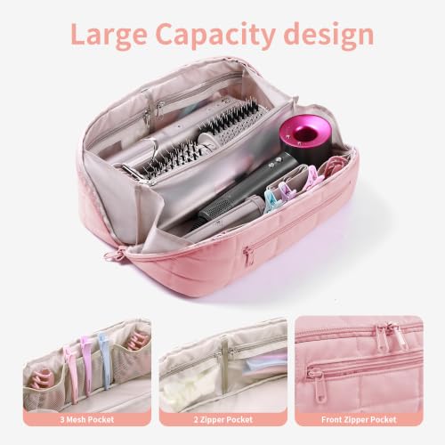 Pink Travel Hair Dryer Bag Compatible with Shark FlexStyle HD430 with Heat-Resistant Mat