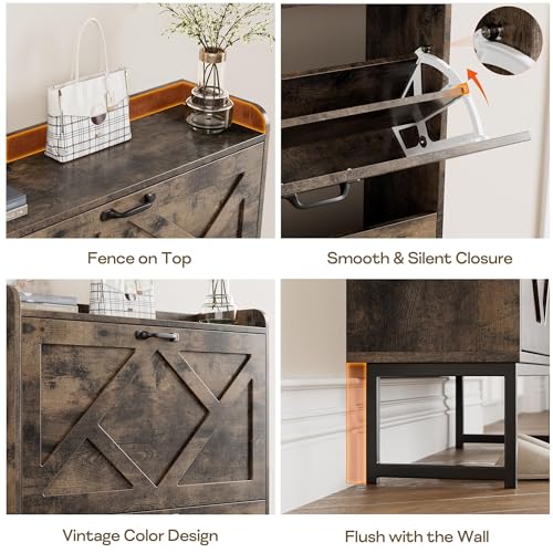 Nicetree Chestnut Shoe Cabinet with 2 Flip Drawers - Entryway Organizer