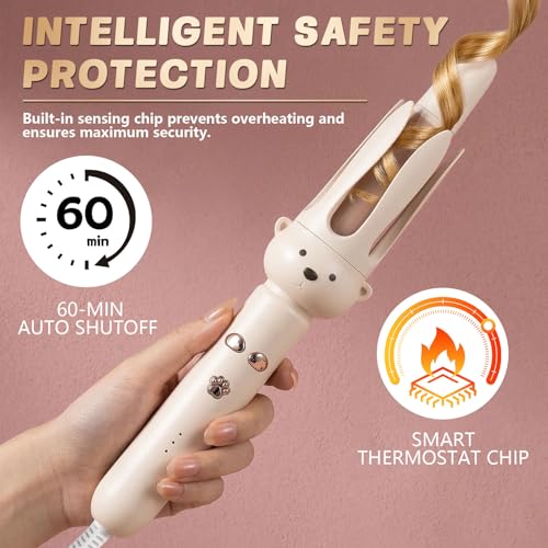 Automatic Curling Iron 28mm Tourmaline Ceramic for Beach Waves, Anti-Tangle & Scald Protection
