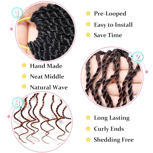 Wavy Senegalese Twist Crochet Hair T350, 8 Inch Short Curly Braids, 8 Packs for Black Women