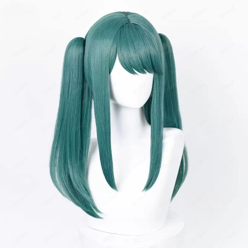 Anime Cosplay Wig Clip-On Ponytails for Women - Gray Green Synthetic Wigs