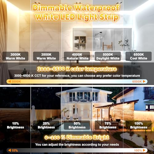 100FT Waterproof Outdoor LED Rope Lights IP67 Dimmable White & Color with Remote & App - Patio Deck Gazebo