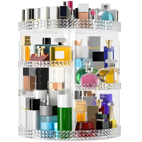 Famitree X-Large 360 Rotating Makeup Organizer - Clear Acrylic, 7 Layers
