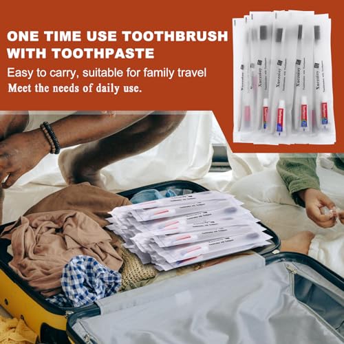 Disposable Toothbrushes with Toothpaste Set - 100 Pack Apricot Variations