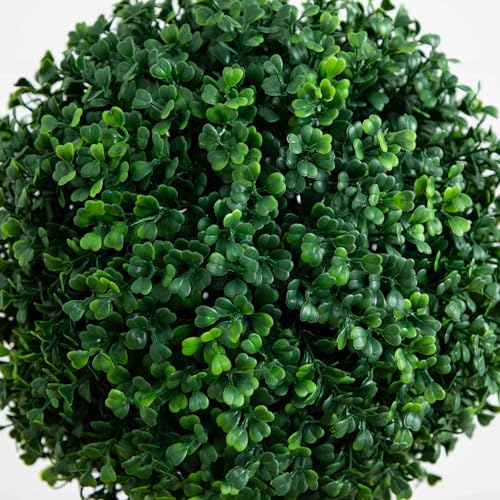 Nearly Natural 4 ft Artificial Triple Ball Boxwood Topiary Tree with Pot - Green