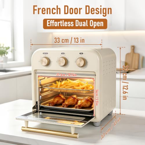 13 Qt Toaster Oven Air Fryer Combo with Mechanical Knobs - Compact Kitchen Appliance
