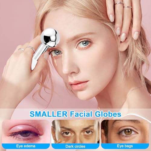 White 360 Rotating Stainless Steel Facial Ice Globes with Handles