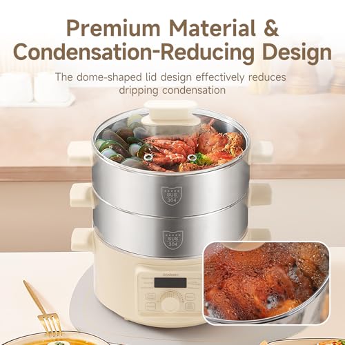 Electric Food Steamer with 2 Tiers, 13.7 Qt Large Capacity, Multi-Functional Kitchen Appliance