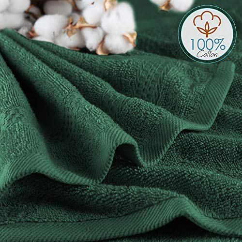 Hearth & Harbor Hunter Green Cotton Washcloths 12 Pack - Soft, Absorbent 13x13" Body & Face Towels