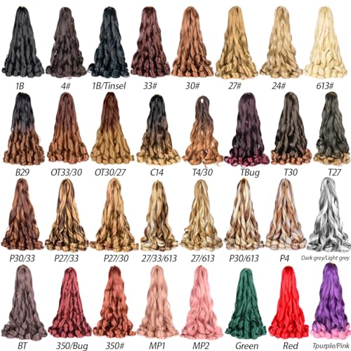 14 Inch Pink Mix French Curl Braiding Hair Pre-Stretched 8 Pack Luoyudu