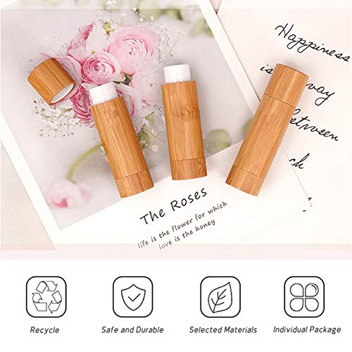 24Pcs Bamboo Refillable Lipstick Tubes 5.5g DIY Lip Balm Containers for Women & Girls