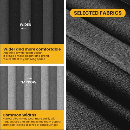 Black Room Divider Curtain Set with Flexible Ceiling Track - 100W x 96L, 1 Pack