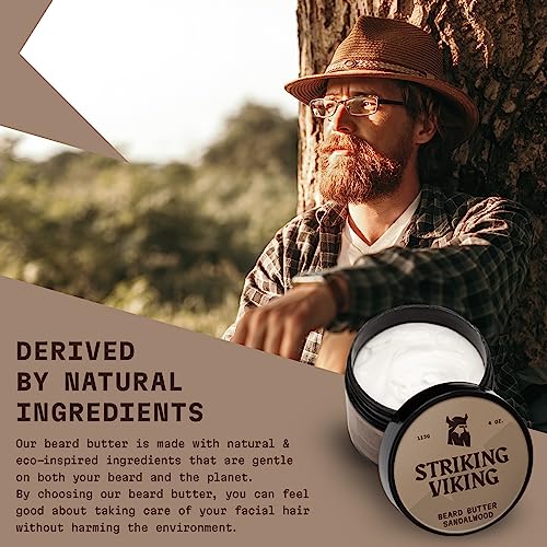 Striking Viking Beard Butter (4oz) Sandalwood & Beard Wash and Conditioner (10oz) Set Sandalwood