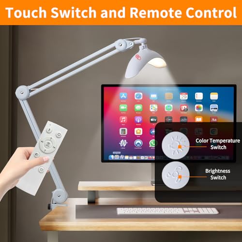 White Clamp-On LED Desk Lamp for Home Office & Craft Projects
