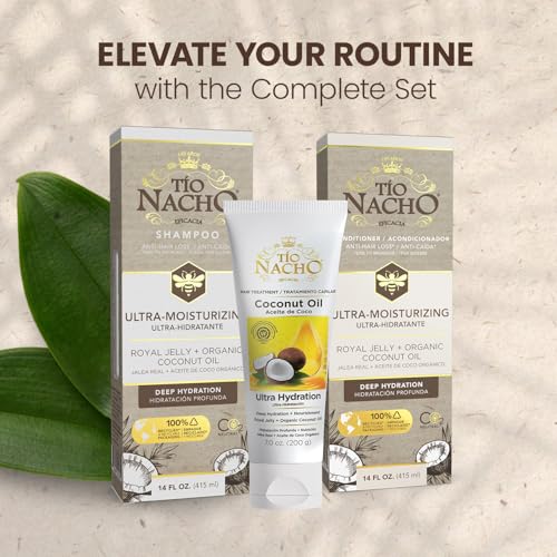 Tio Nacho Ultra-Moisturizing Shampoo, Conditioner and Treatment Set with Royal Jelly and Coconut Oil ? Hydrating Hair Care for Dry Hair, Frizz Control & Anti Hair Loss (3pc Bundle)