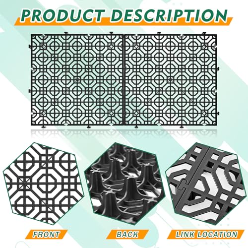Wesnoy 10 Pcs Ground Protection Mats 15.7x15.7 in Interlocking Heavy Duty Lawn Grids