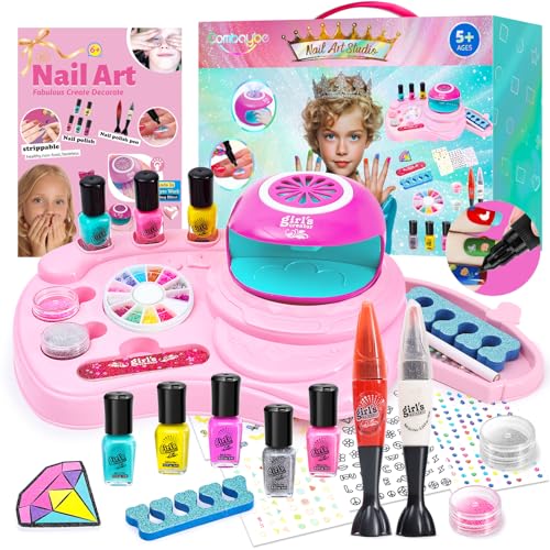 Kids Nail Polish Set for Girls - Girl Toys 8-10 - Nail Art Kit for Kids Ages 7-12, Non toxic Nail Polish Kids Nail Kit Girl Stuff for Spa Manicures, Idea Birthday Gift for Girls 8 9 10 12