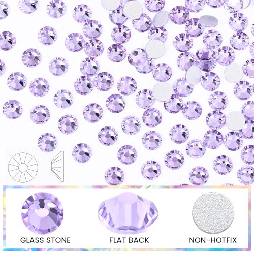 Novani Lavender Rhinestones SS20 1440pcs Glass Flatback Crystals for Crafts and DIY