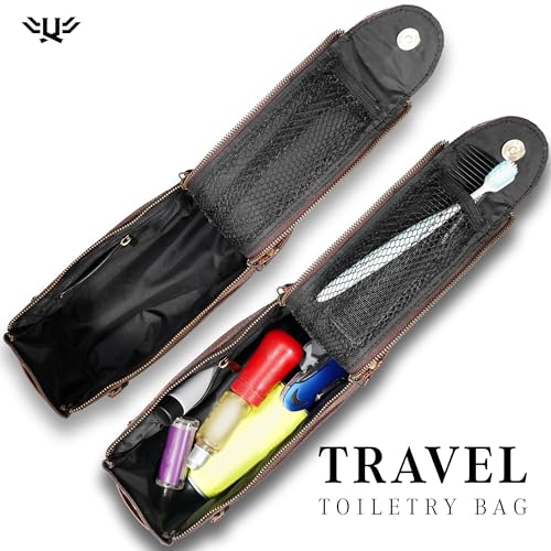 Large Dark Brown Handmade Leather Toiletry Bag for Men & Women - Travel Organizer & Dopp Kit