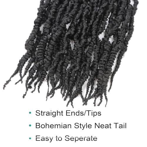 Butterfly Locs Crochet Hair 14 Inch Natural Black - 8 Packs Goddess Faux Braids