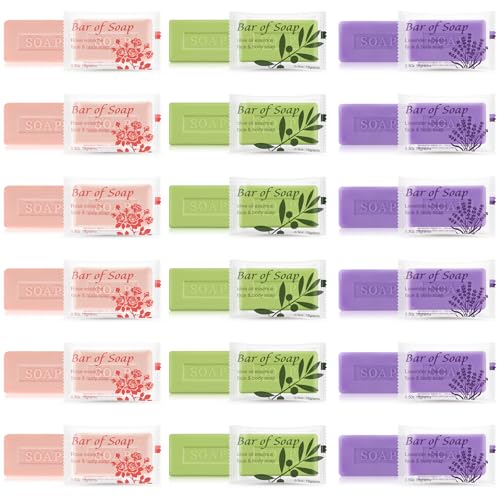 Bulk Bar Soap Travel Mini Soap Bars 0.5 oz,Guest Soaps Small for Bathroom,Hotel Soap Bars for Hotel Hospitality Homeless(Olive Oil,Rose and Lavender,Pack of 60)