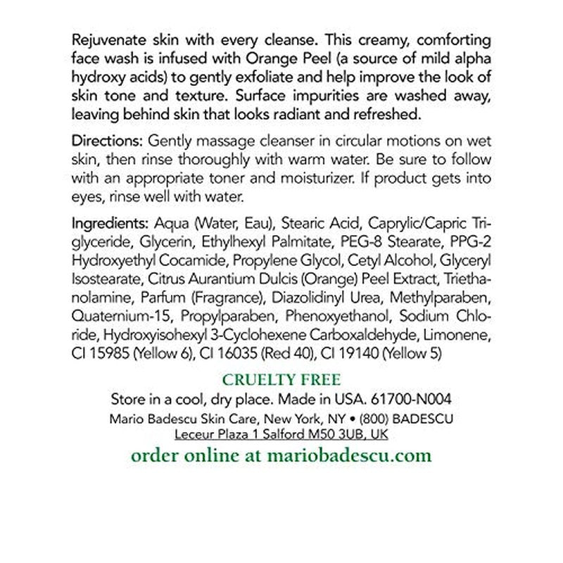 Mario Badescu Orange Cleansing Soap - Cream Face Cleanser and Exfoliator Enriched with AHA - Oil Free Face Wash for Combination or Dry Skin - Mild Exfoliant with Non-Drying Formula