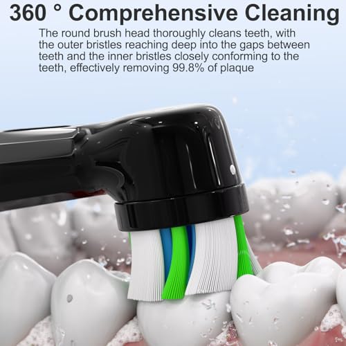 Qitizu Replacement Toothbrush Heads Compatible with Oral B iO Series 2-10, 8 Pack - Black